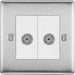 BG Nexus Metal Brushed Steel Double Co-axial Socket NBS61W Available from RS Electrical Supplies