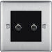 BG Nexus Metal Brushed Steel Double Satellite Socket NBS642B Available from RS Electrical Supplies