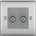 BG Nexus Metal Brushed Steel Double Satellite Socket NBS642G Available from RS Electrical Supplies