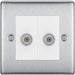 BG Nexus Metal Brushed Steel Double Satellite Socket NBS642W Available from RS Electrical Supplies