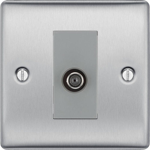 BG Nexus Metal Brushed Steel Satellite Socket NBS64G Available from RS Electrical Supplies