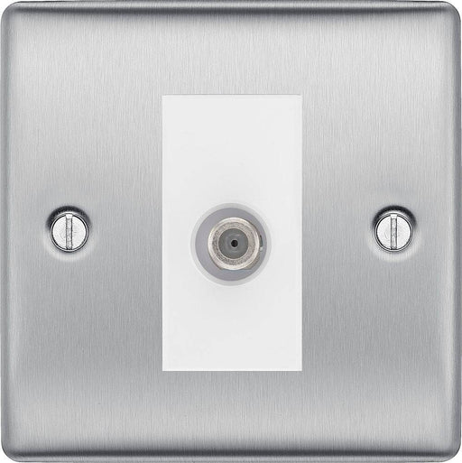 BG Nexus Metal Brushed Steel Satellite Socket NBS64W Available from RS Electrical Supplies