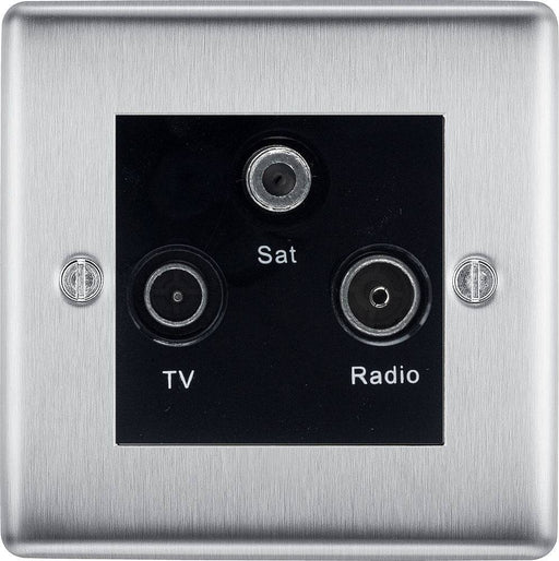 BG Nexus Metal Brushed Steel TV/FM/SAT Socket NBS67B Available from RS Electrical Supplies