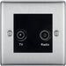 BG Nexus Metal Brushed Steel TV & FM Socket NBS66B Available from RS Electrical Supplies