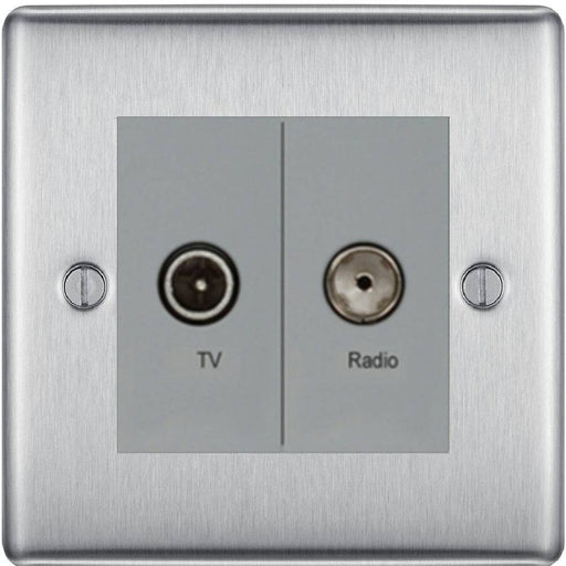 BG Nexus Metal Brushed Steel TV & FM Socket NBS66G Available from RS Electrical Supplies