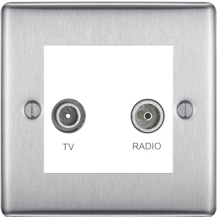 BG Nexus Metal Brushed Steel TV & FM Socket NBS66W Available from RS Electrical Supplies
