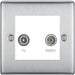 BG Nexus Metal Brushed Steel TV & FM Socket NBS66W Available from RS Electrical Supplies