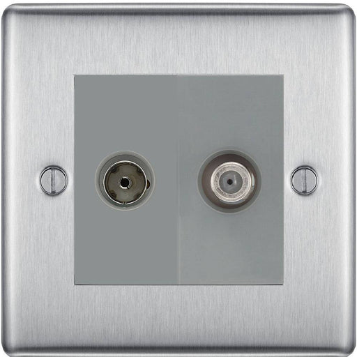 BG Nexus Metal Brushed Steel TV & Satellite Socket NBS65G Available from RS Electrical Supplies