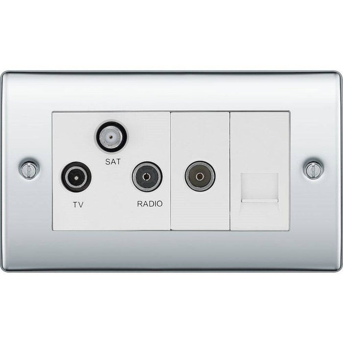 BG Nexus Metal Polished Chrome Combination TV Socket NPC68W Available from RS Electrical Supplies