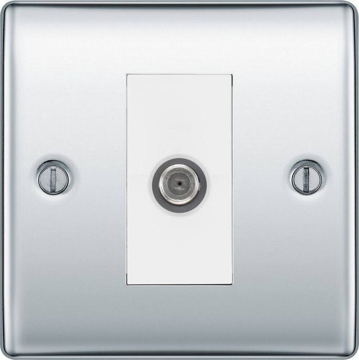 BG Nexus Metal Polished Chrome Satellite Socket NPC64 Available from RS Electrical Supplies