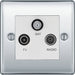 BG Nexus Metal Polished Chrome TV/FM/SAT Socket NPC67W Available from RS Electrical Supplies