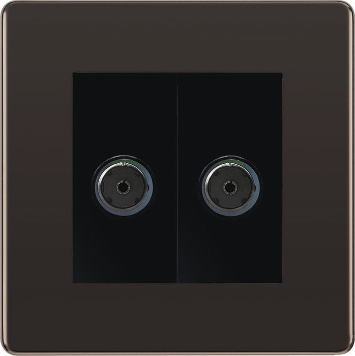 BG Nexus Screwless Black Nickel Double Co-axial Socket FBN61B Available from RS Electrical Supplies