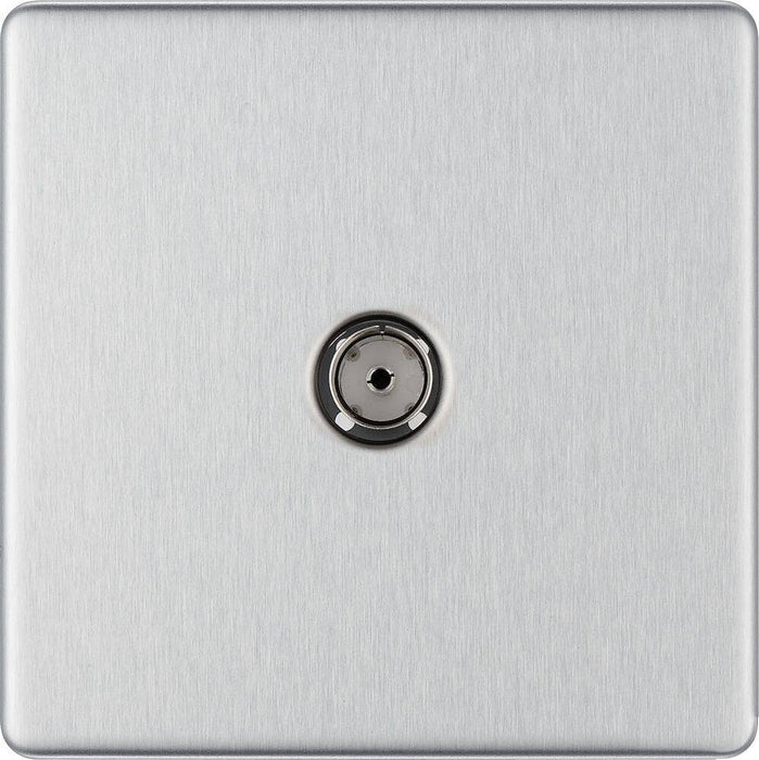 BG Nexus Screwless Brushed Steel Co-axial Socket FBS60 Available from RS Electrical Supplies