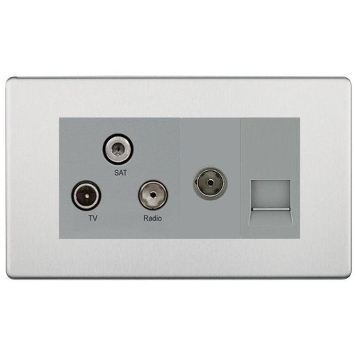 BG Nexus Screwless Brushed Steel Combination TV Socket FBS68G Available from RS Electrical Supplies