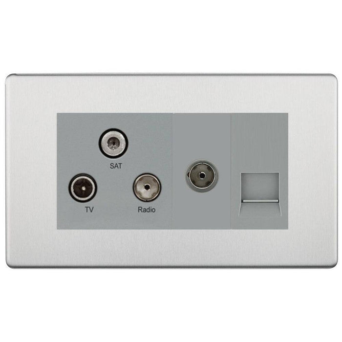 BG Nexus Screwless Brushed Steel Combination TV Socket FBS68G Available from RS Electrical Supplies