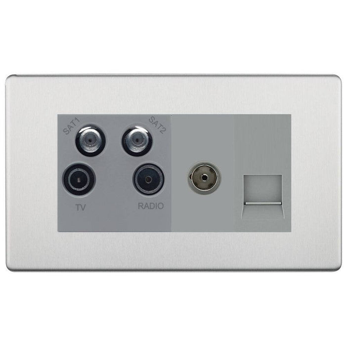 BG Nexus Screwless Brushed Steel Combination TV Socket FBS69G Available from RS Electrical Supplies