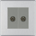 BG Nexus Screwless Brushed Steel Double Co-axial Socket FBS61G Available from RS Electrical Supplies