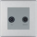 BG Nexus Screwless Brushed Steel TV & FM Socket FBS66G Available from RS Electrical Supplies