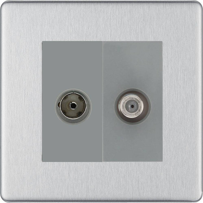 BG Nexus Screwless Brushed Steel TV & Satellite Socket FBS65G Available from RS Electrical Supplies