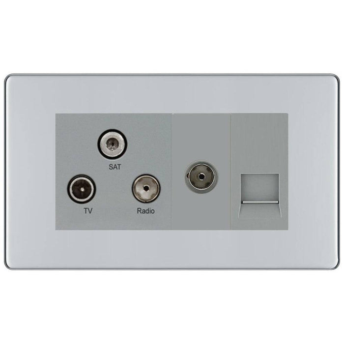 BG Nexus Screwless Polished Chrome Combination TV Socket FPC68G Available from RS Electrical Supplies