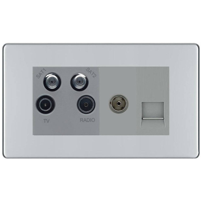 BG Nexus Screwless Polished Chrome Combination TV Socket FPC69G Available from RS Electrical Supplies