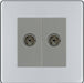 BG Nexus Screwless Polished Chrome Double Co-axial Socket FPC61G Available from RS Electrical Supplies