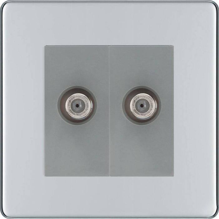 BG Nexus Screwless Polished Chrome Double Satellite Socket FPC642G Available from RS Electrical Supplies