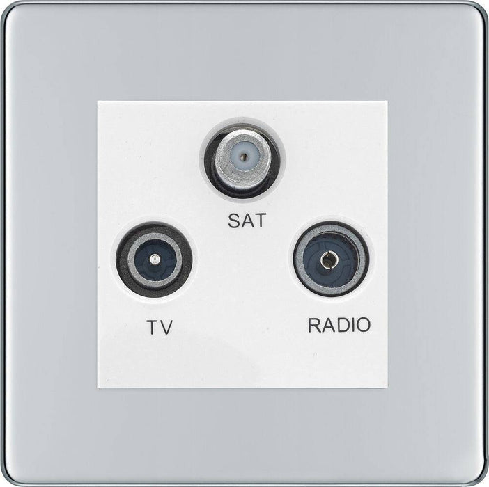 BG Nexus Screwless Polished Chrome TV/FM/SAT Socket FPC67W Available from RS Electrical Supplies