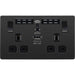 BG Evolve Black Chrome WiFi Extender with 13A double USB Socket PCDBC22UWRB Available from RS Electrical Supplies