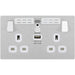 BG Evolve Brushed Steel WiFi Extender with 13A double USB Socket PCDBS22UWRW Available from RS Electrical Supplies