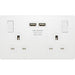 BG Evolve Pearl White 13A Double USB Socket PCDCL22U3W Available from RS Electrical Supplies