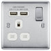 BG Nexus Metal Brushed Steel 13A Single USB Socket NBS21U2W Available from RS Electrical Supplies