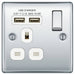 BG Nexus Metal Polished Chrome 13A Single USB Socket NPC21U2W Available from RS Electrical Supplies