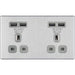 BG Nexus Screwless Brushed Steel 13A Double USB Socket FBS24U44G Available from RS Electrical Supplies