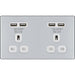 BG Nexus Screwless Polished Chrome 13A Double USB Socket FPC24U44W Available from RS Electrical Supplies