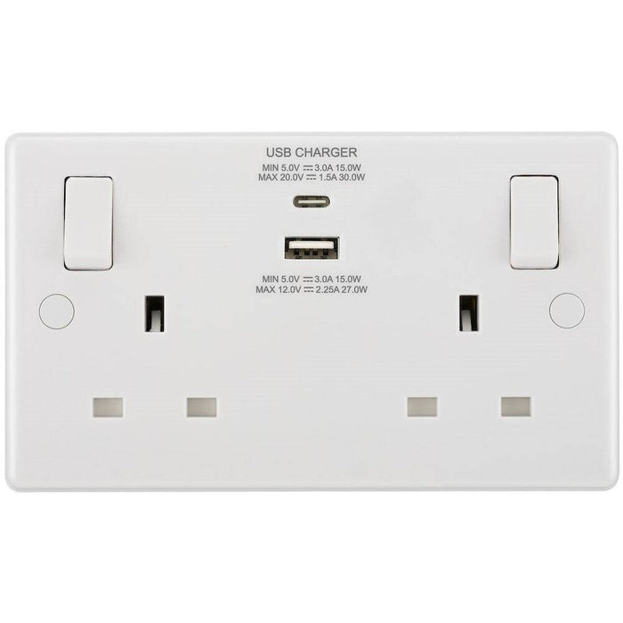 BG White Moulded Double A+C USB Socket 822UAC30 Available from RS Electrical Supplies