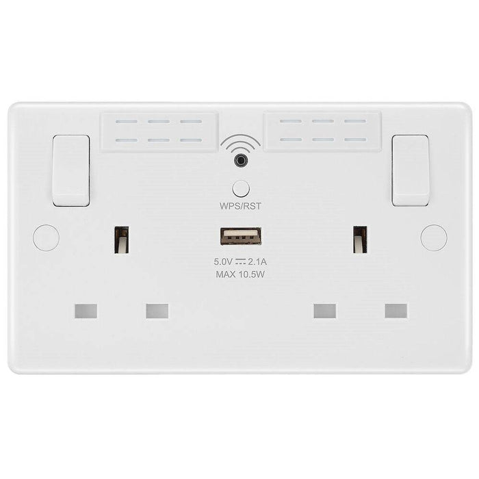 BG White Moulded Wi-Fi Extender USB Socket 822UWR Available from RS Electrical Supplies