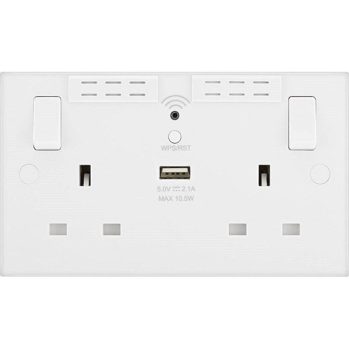 BG White Moulded Wi-Fi Extender USB Socket 922UWR Available from RS Electrical Supplies