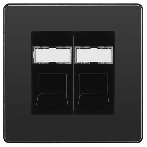 bg evolve black chrome double rj45 cat5e data outlet pcdbcrj452b Available From RS Electrical Supplies