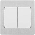 BG Evolve Brushed Steel 2G 2W Wide Rocker Light Switch PCDBS42WW Available from RS Electrical Supplies