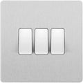 BG Evolve Brushed Steel 3G 2W Light Switch PCDBS43W Available from RS Electrical Supplies