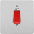 BG Evolve Brushed Steel 45A double pole switch with LED PCDBS74W Available from RS Electrical Supplies