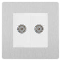 BG Evolve Brushed Steel Double Co-axial Socket PCDBS602W Available from RS Electrical Supplies