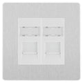 BG Evolve Brushed Steel Double RJ45 Cat5E Data Outlet PCDBSRJ452W Available from RS Electrical Supplies
