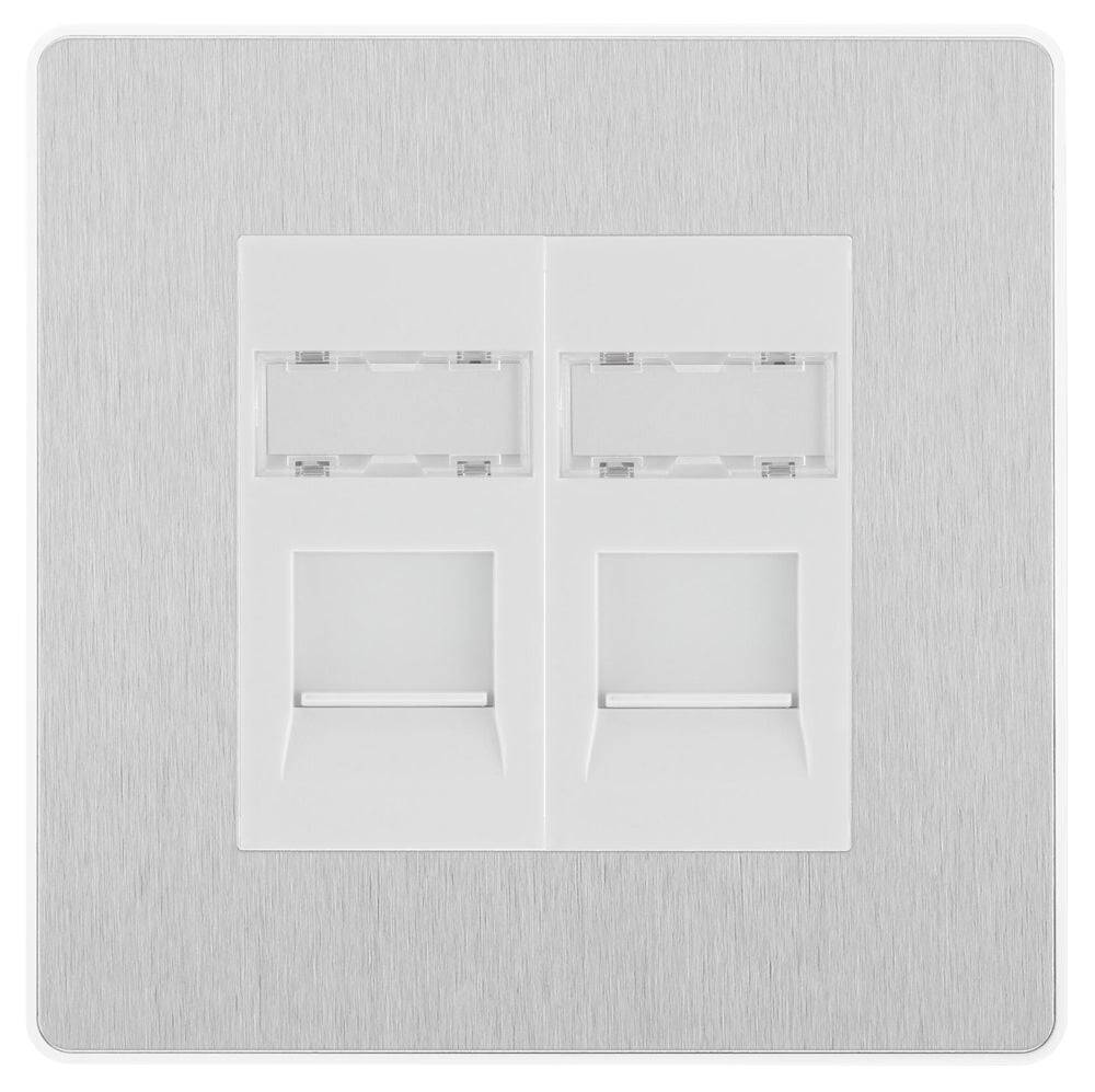 Double Rj45 Drop BG Evolve Brushed Steel Double RJ45 Cat6 Data Outlet PCDBSRJ4526W | RS ...