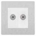 BG Evolve Brushed Steel Double Satellite Socket PCDBS612W Available from RS Electrical Supplies