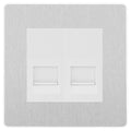 BG Evolve Brushed Steel Double Secondary Telephone Socket PCDBSBTS2W Available from RS Electrical Supplies