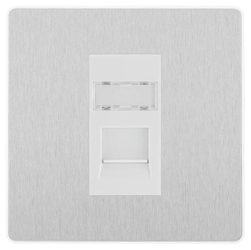 BG Evolve Brushed Steel RJ45 Cat5E Data Outlet PCDBSRJ451W Available from RS Electrical Supplies