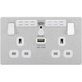 BG Evolve Brushed Steel WiFi Extender with 13A double USB Socket PCDBS22UWRW Available from RS Electrical Supplies