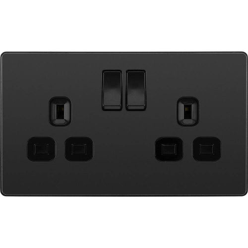 BG Evolve Matt Black 13A Double Socket PCDMB22B